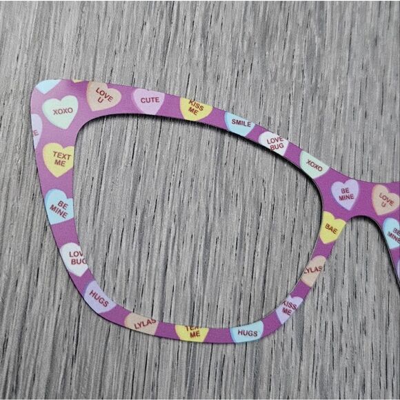 WANDA TOPPER candy hearts pink valentine tashas top frames thin metal topper - Picture 1 of 4